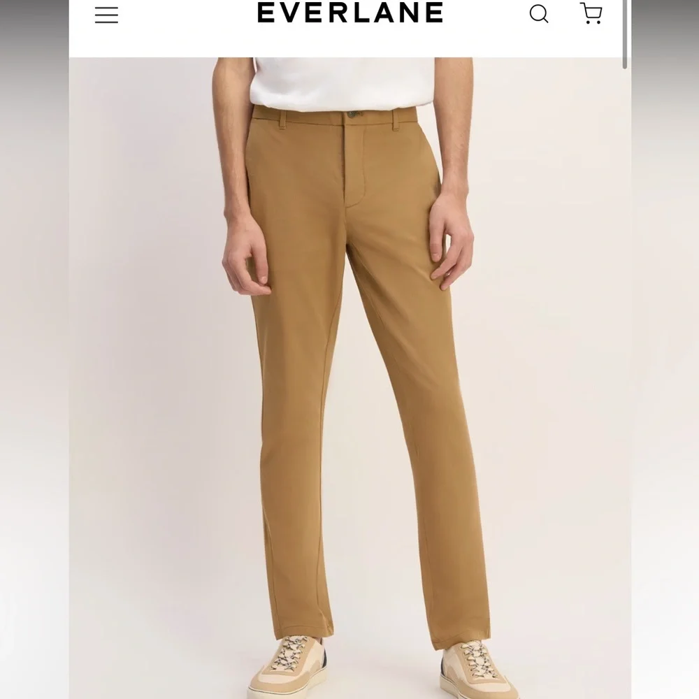 Everlane Uniform khaki beige flat front slim fit pants cotton blend 30x30 men 30 - Picture 13 of 14